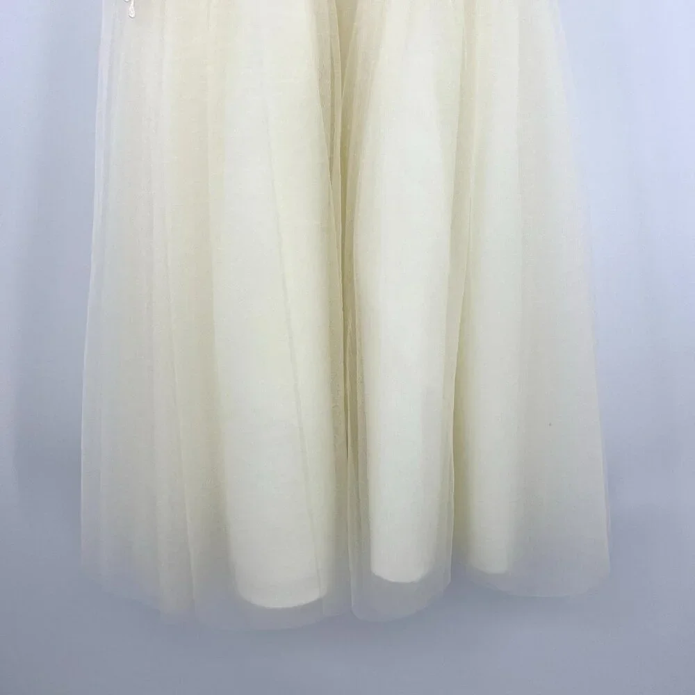 Flower Girl Lace Tulle Ivory Full Length Gown Toddler 5 - Picture 6 of 7